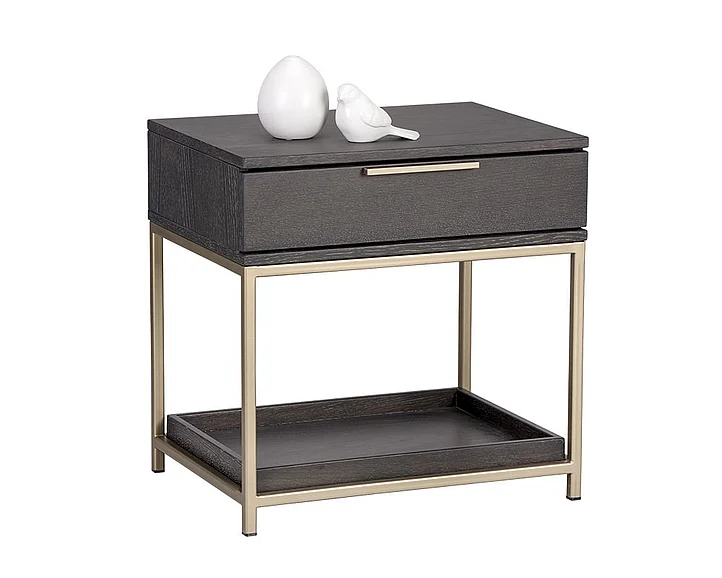 SUNPAN Rebel Nightstand in Charcoal Grey/Gold 104606