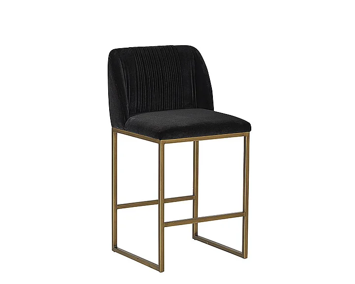 SUNPAN Nevin Counter Stool in Shadow Grey/Antique Brass 104648 (Set of 2)