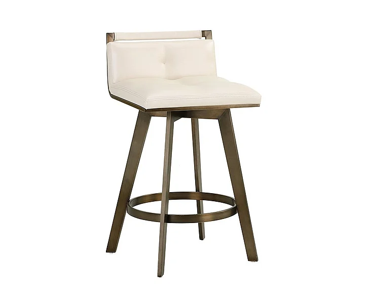 SUNPAN Ikon Arizona Swivel Counter Stool in Castillo Cream/Antique Brass 104789 (Set of 2)