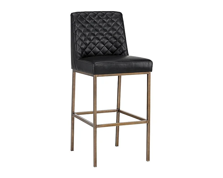 SUNPAN Leighland Barstool in Coal Black/Antique Brass 104902 (Set of 2)