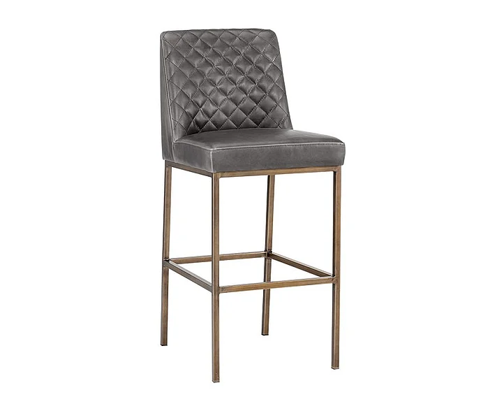 SUNPAN Leighland Barstool in Overcast Grey/Antique Brass 104904 (Set of 2) CLOSEOUT