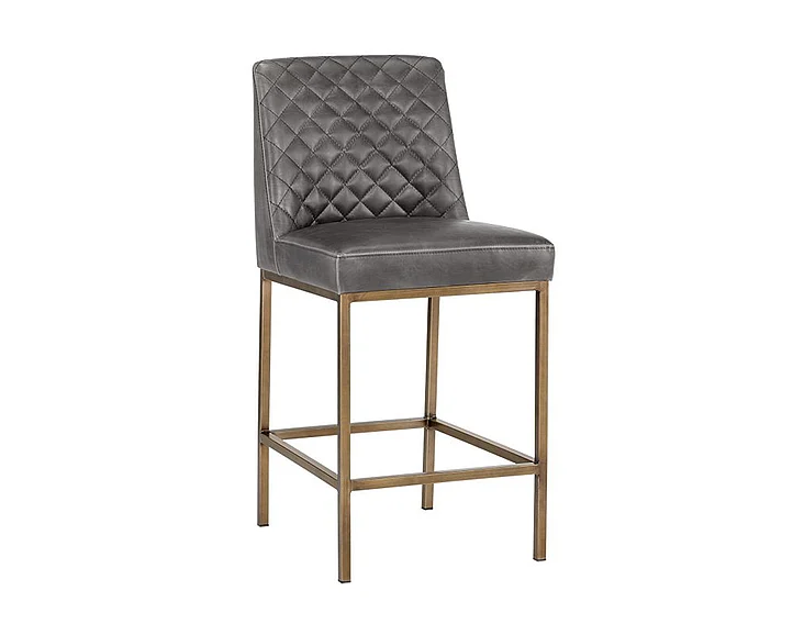 SUNPAN Leighland Counter Stool in Overcast Grey/Antique Brass 104908 (Set of 2)
