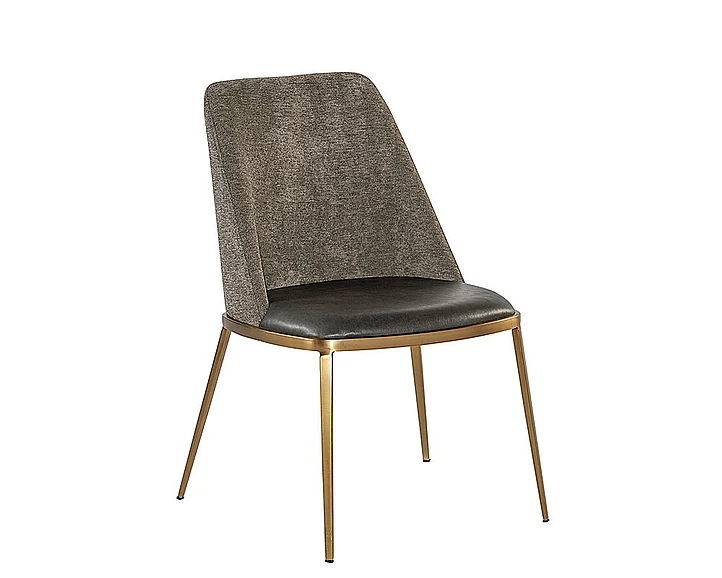 SUNPAN Ikon Dover Dining Chair in Bravo Portabella/Sparrow Grey/Gold 104920 (Set of 2)