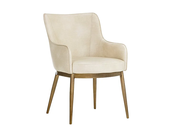 SUNPAN Franklin Dining Armchair in Bravo Cream/Antique Brass 104977 (Set of 2)
