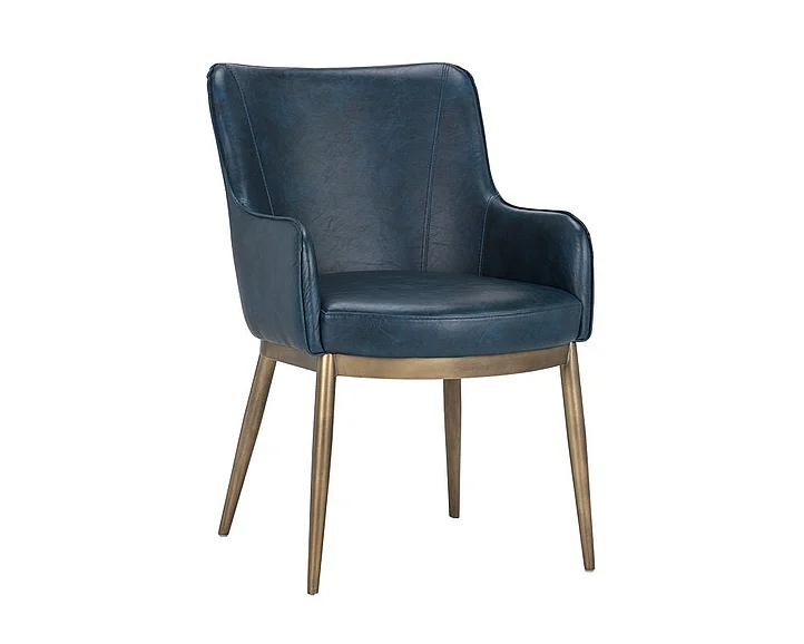 SUNPAN Franklin Dining Armchair in Vintage Blue/Antique Brass 104978 (Set of 2)
