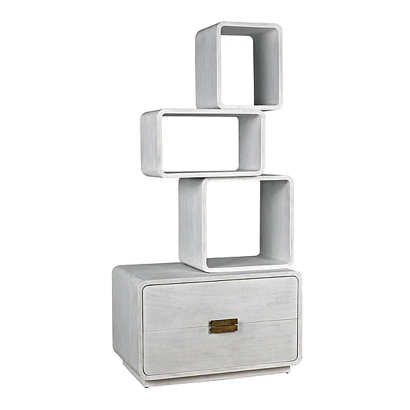 Noir Furniture Belini Bookcase in White Wash GBCS239WH CLOSEOUT