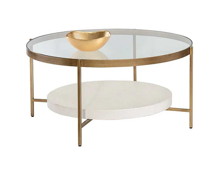 SUNPAN Gia Coffee Table in Clear/Antique Brass 105013