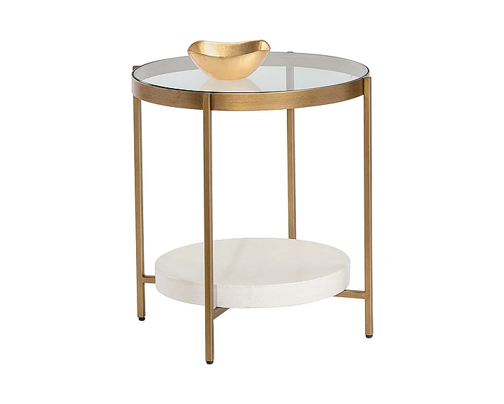 SUNPAN Gia End Table in Clear/Antique Brass 105014