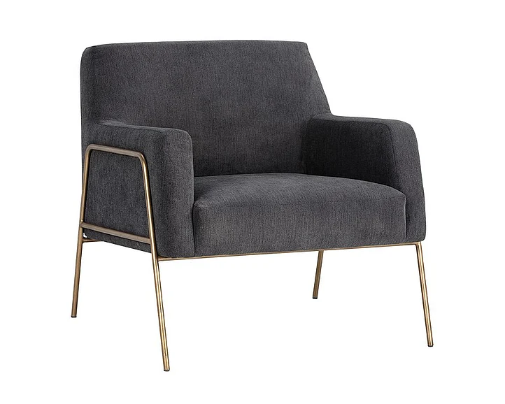 SUNPAN MIXT Cybil Lounge Chair in Polo Club Kohl Grey/Antique Brass 105018