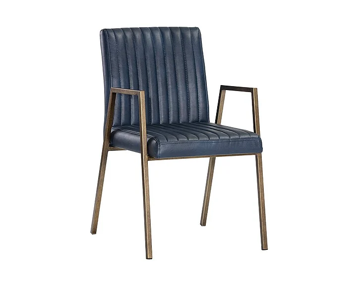 SUNPAN Ikon Homer Dining Armchair in Bravo Admiral/Antique Brass 105143 (Set of 2)