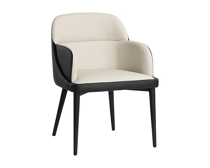 SUNPAN Hagan Dining Armchair in Dillon Cream/Dillon Black 105167 (Set of 2) PROMO
