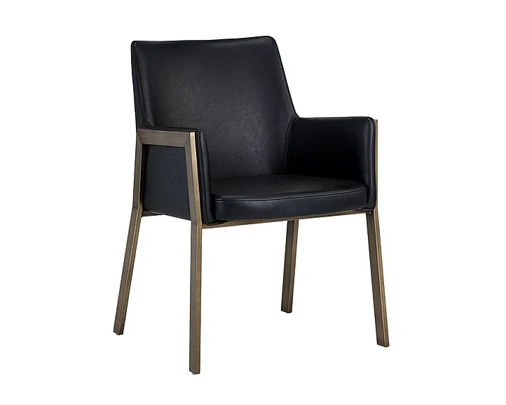 SUNPAN Ikon Bernadette Dining Armchair in Bravo Black/Antique Brass 105284 (Set of 2)
