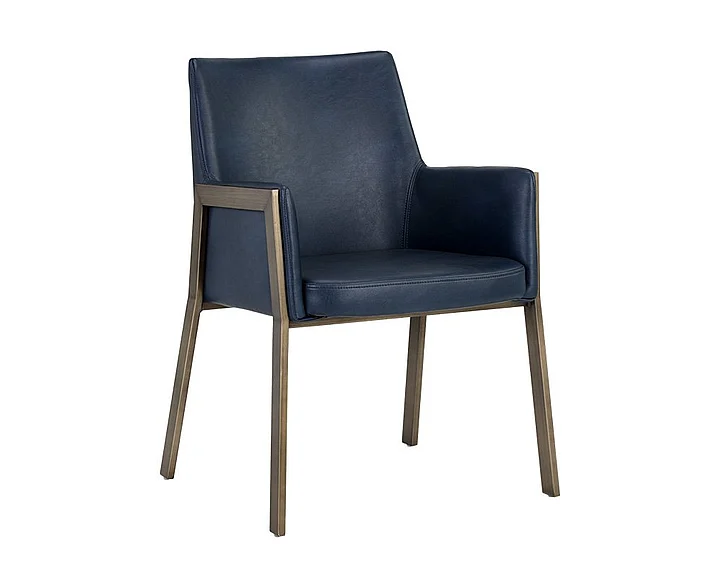 SUNPAN Ikon Bernadette Dining Armchair in Bravo Admiral/Antique Brass 105285 (Set of 2)
