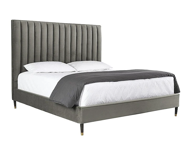 SUNPAN Yosi King Headboard Bed in Antonio Charcoal/Brown CLOSEOUT