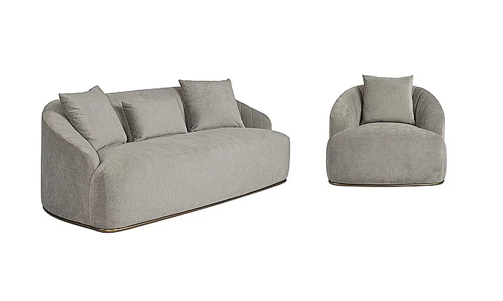 SUNPAN MIXT Astrid 2-Pieces Living Room Set in Polo Club Stone/Antique Brass