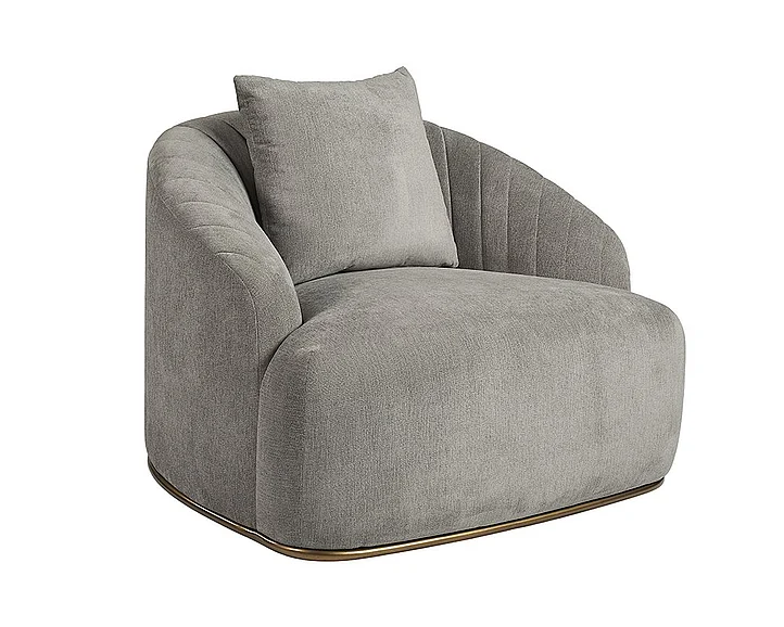 SUNPAN MIXT Astrid Armchair in Polo Club Stone/Antique Brass 105335 CLOSEOUT PROMO