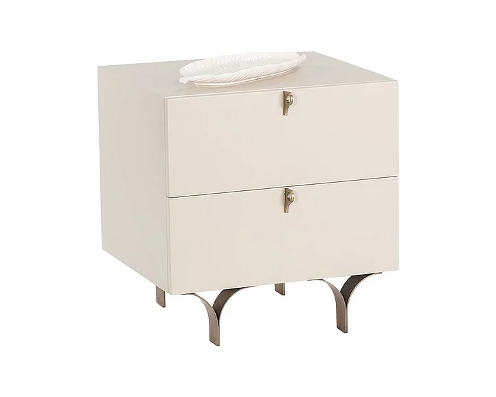SUNPAN Zenn Celine Nightstand in Cream/Antique Brass 105397