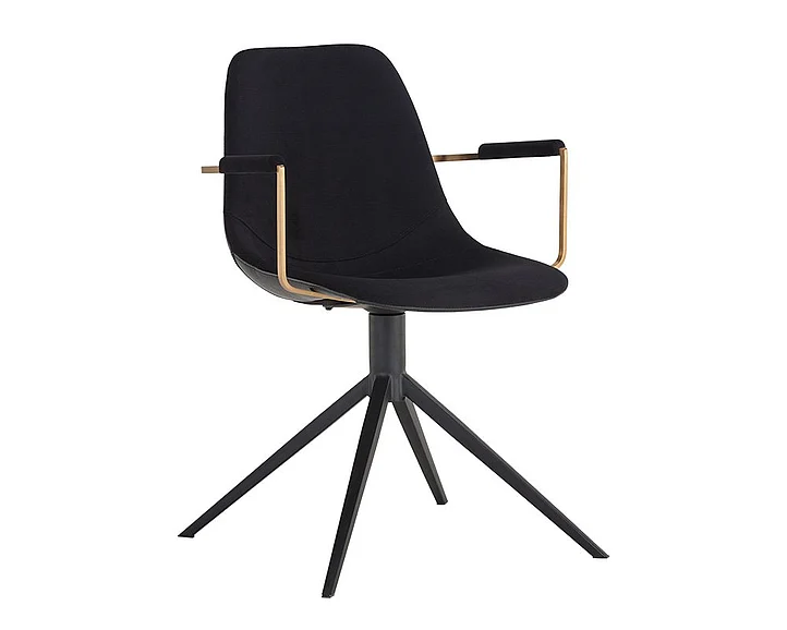 SUNPAN Junction Cassius Swivel Dining Armchair in Abbington Black/Bravo Black 105614 (Set of 2) PROMO