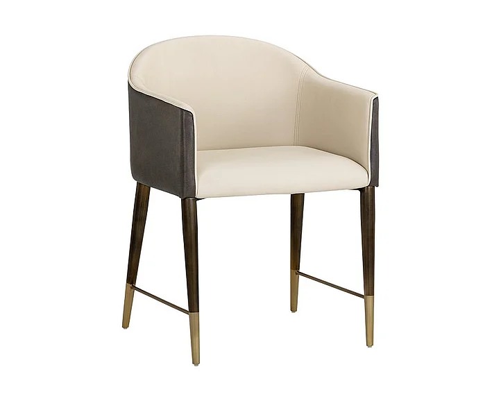 SUNPAN Kylin Dining Armchair in Dillon Cream/Bravo Ash/Brass 105687 (Set of 2)
