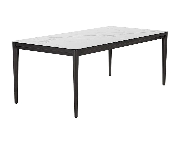 SUNPAN Queens 78.75" Dining Table in White/Dark Grey 105749