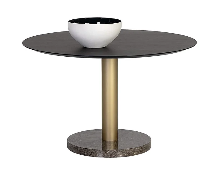 SUNPAN Monaco 48" Dining Table in Grey Marble/Gold/Charcoal Grey 105882