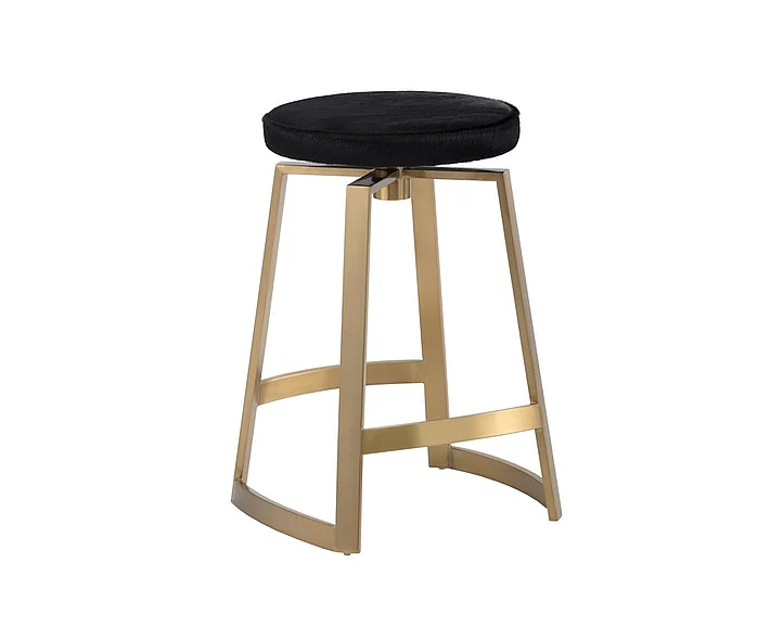 SUNPAN Hendrix Swivel Counter Stool in Black/Yellow Gold 106008 (Set of 2)