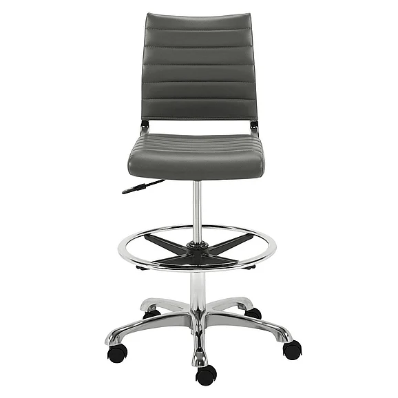 Euro Style Axel Adjustable Height Drafting Stool in Gray with Aluminum Base 10602-GRY