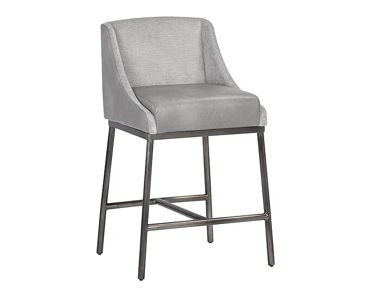 SUNPAN Ikon Dalary Counter Stool in Polo Club Stone/Bravo Metal/Gunmetal 106032 (Set of 2)