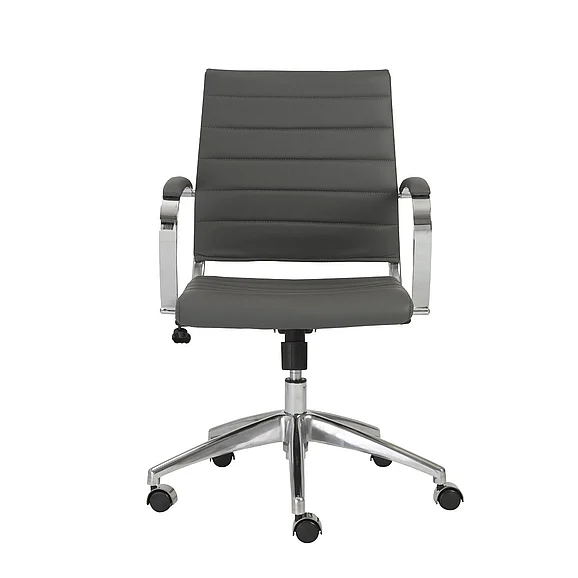 Euro Style Axel Low Back Office Chair in Gray with Aluminum Base 10606-GRY CLOSEOUT
