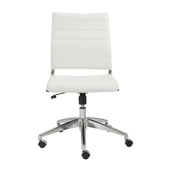 Euro Styles Axel Low Back Office Chair w/o Armrests in White with Aluminum Base 10608-WHT