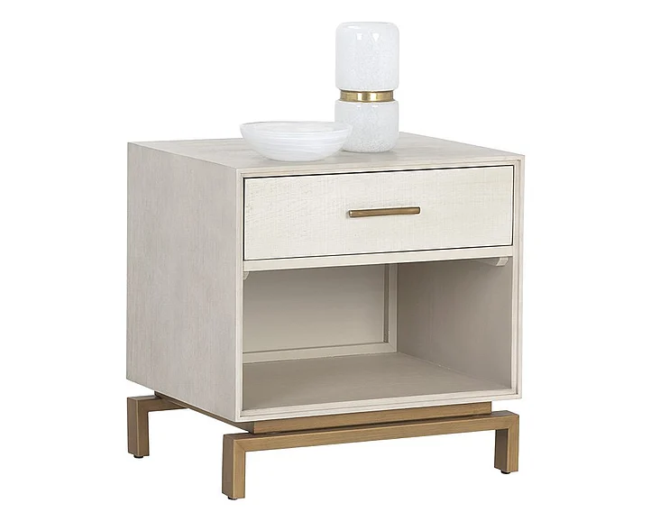 SUNPAN Valencia Nightstand in Oak/Brass 106115