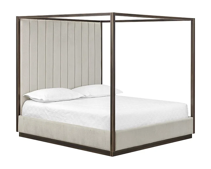 SUNPAN Irongate Casette King Canopy Bed in Piccolo Prosecco/Rustic Bronze 106141