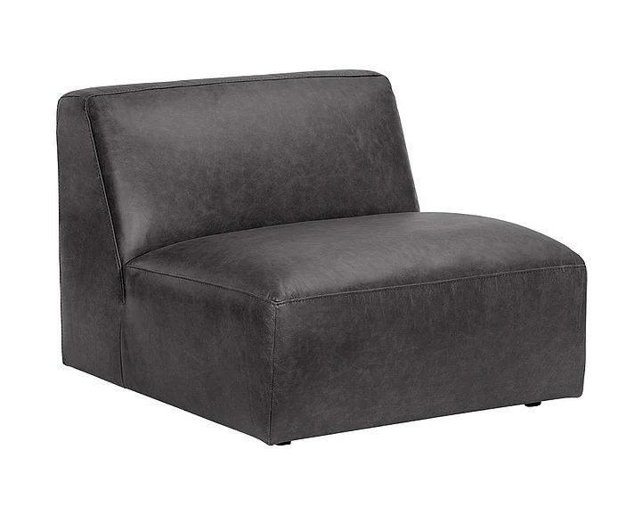 SUNPAN Watson Modular Armless Chair in Marseille Black Leather 106174 CLOSEOUT PROMO