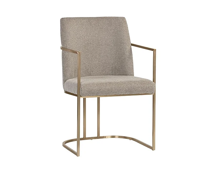 SUNPAN Rayla Dining Armchair in Belfast Oyster Shell/Antique Brass 106179 (Set of 2) CLOSEOUT PROMO