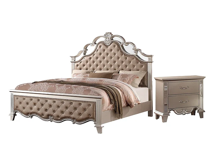 Cosmos Sonia 2pc Bedroom Set in Champagne