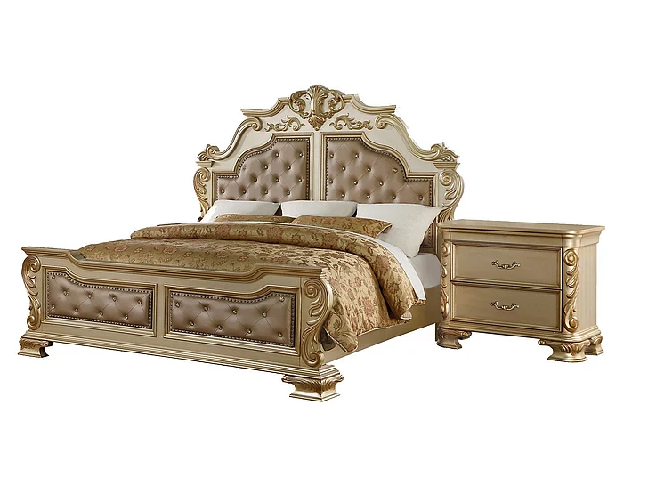 Cosmos Miranda 2pc Bedroom Set in Gold