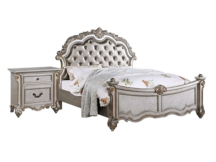 Cosmos Melrose 2pc Bedroom Set in Silver