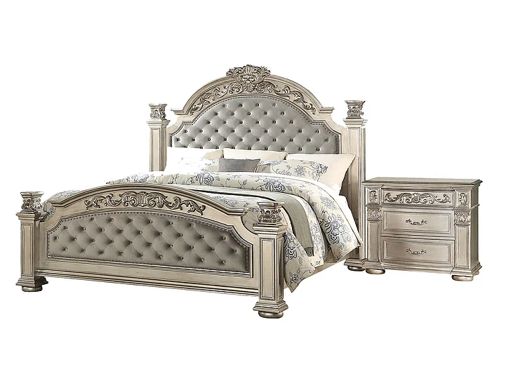 Cosmos Platinum 2pc Bedroom Set in Silver