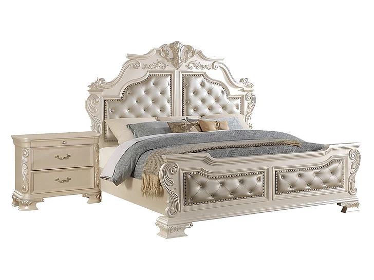 Cosmos Victoria 2pc Bedroom Set in Pearl
