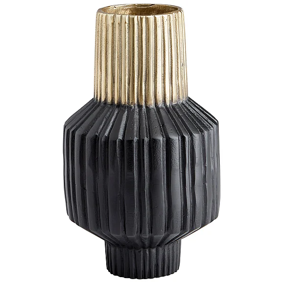 Cyan Design Allumage Vase | Matte Black And Gold - Small 10624