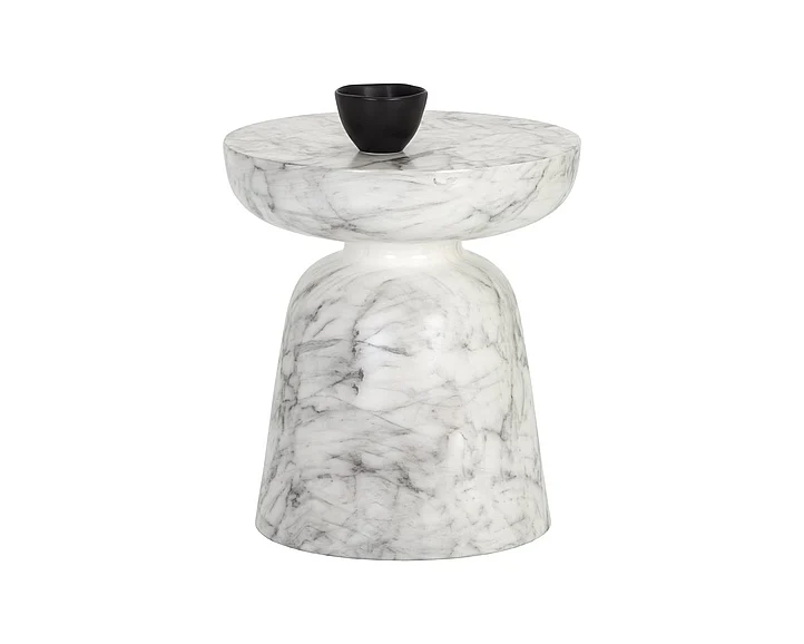 SUNPAN Lucida End Table - Marble Look - White 106283