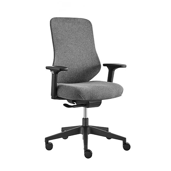 Euro Style Jeppe Office Chair in Gray Fabric and Black Base 10632-GRY