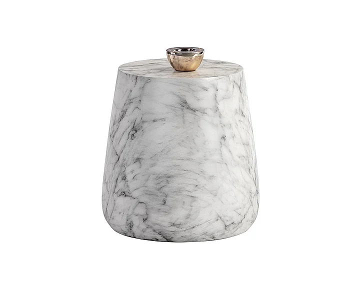 SUNPAN Solterra Aries Side Table in Marble Look/White 106402
