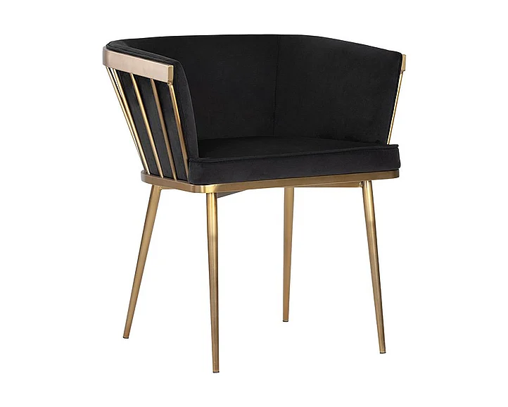 SUNPAN Ikon Caily Dining Armchair in Abbington Black/Gold 106415 (Set of 2) CLOSEOUT