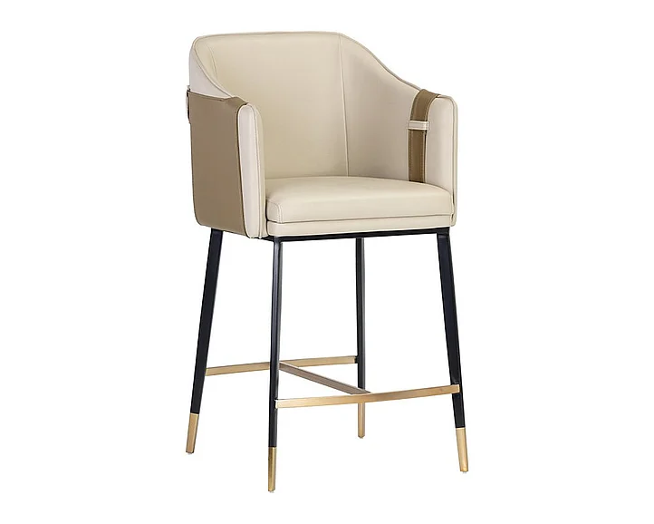 SUNPAN Ikon Carter Counter Stool in Napa Beige/Napa Tan/Black 106433 (Set of 2)