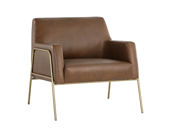 SUNPAN MIXT Cybil Lounge Chair in Vintage Caramel/Antique Brass 106457 CLOSEOUT PROMO