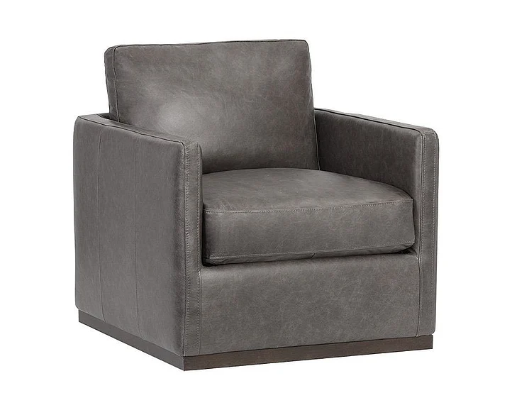 SUNPAN Portman Swivel Lounge Chair - Marseille Concrete Leather 106484V