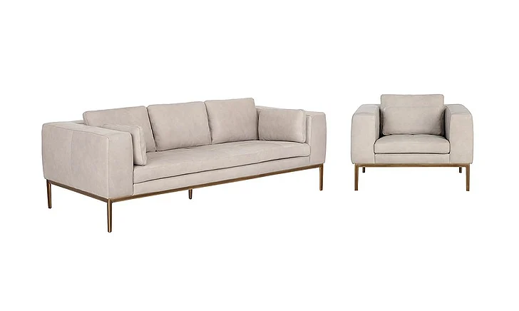 SUNPAN Irongate Burr 2-Pieces Living Room Set in Bali Bone/Brass