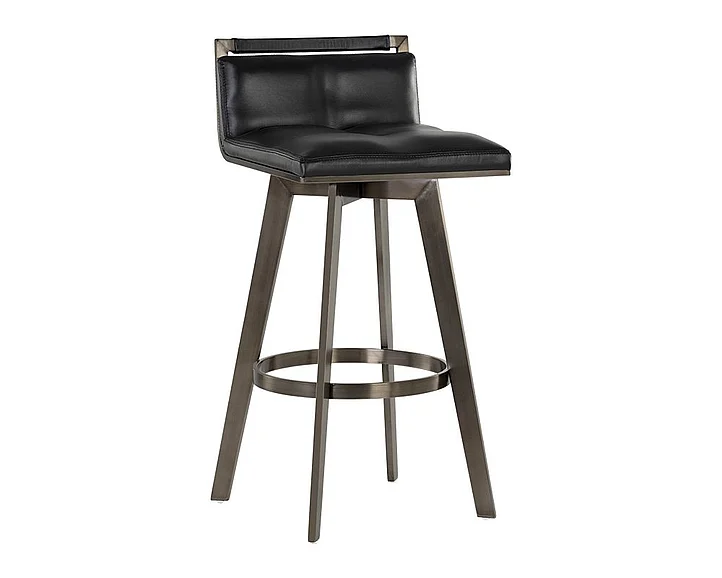 SUNPAN Ikon Arizona Swivel Barstool in Castillo Black/Antique Brass 106559 (Set of 2)