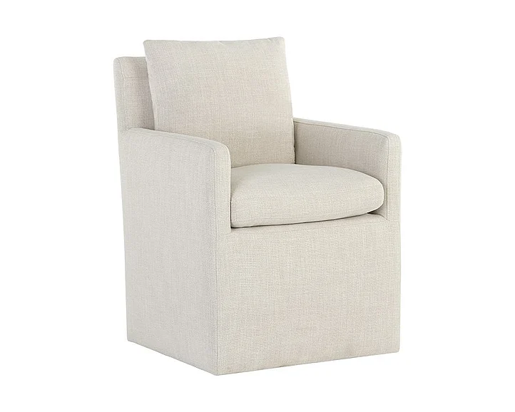 SUNPAN Glenrose Wheeled Dining Armchair in Effie Linen 106570 (Set of 2)